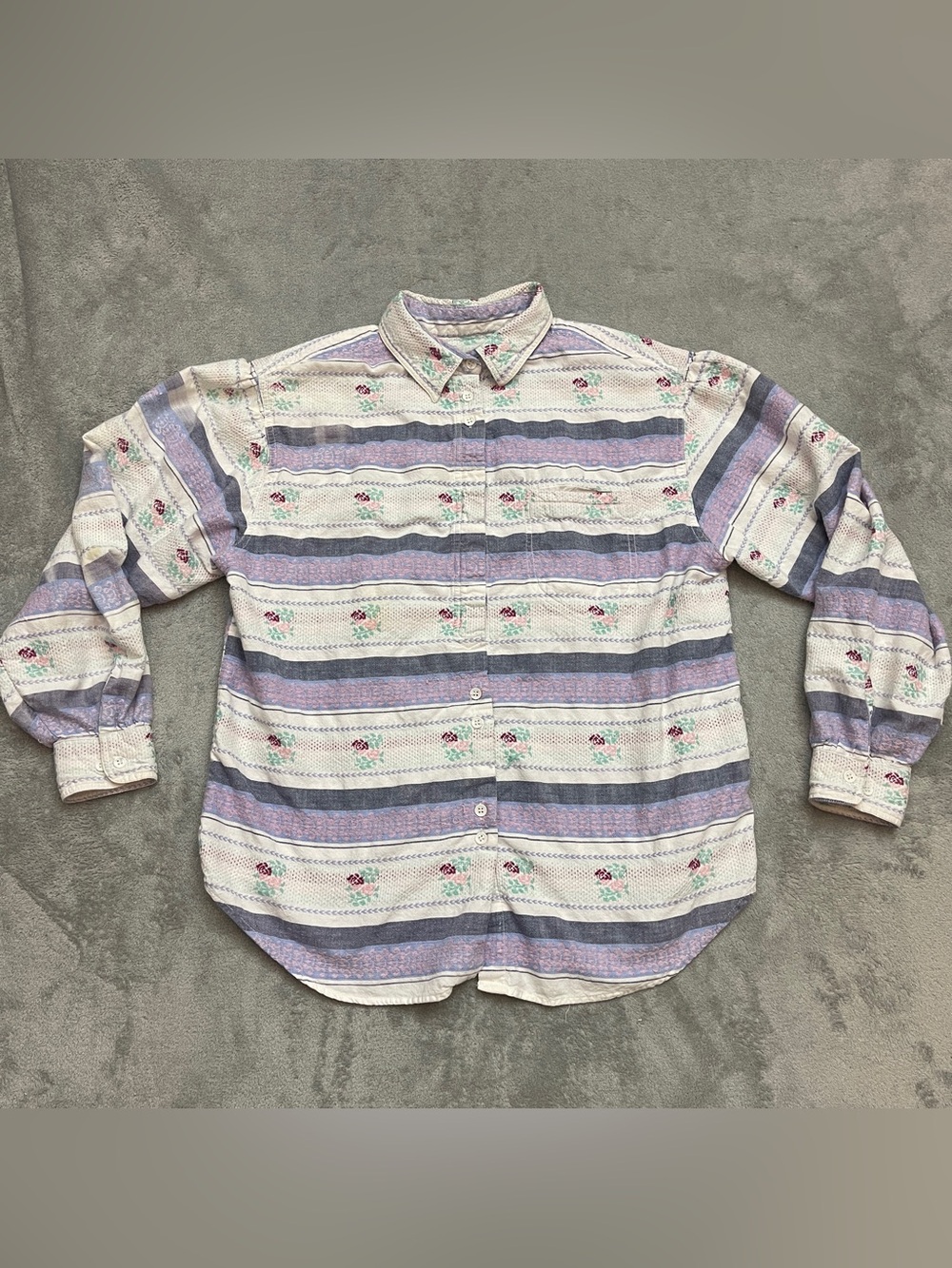 Vintage Cabin Creek Floral Shirt Roses Floral BOHO Women's XL Cotton